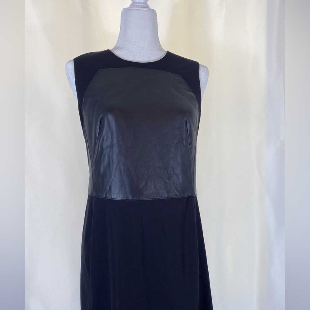 AKRIS Leather‎ Trapezoid Bodice Flared MIDI Dress Size 8 US